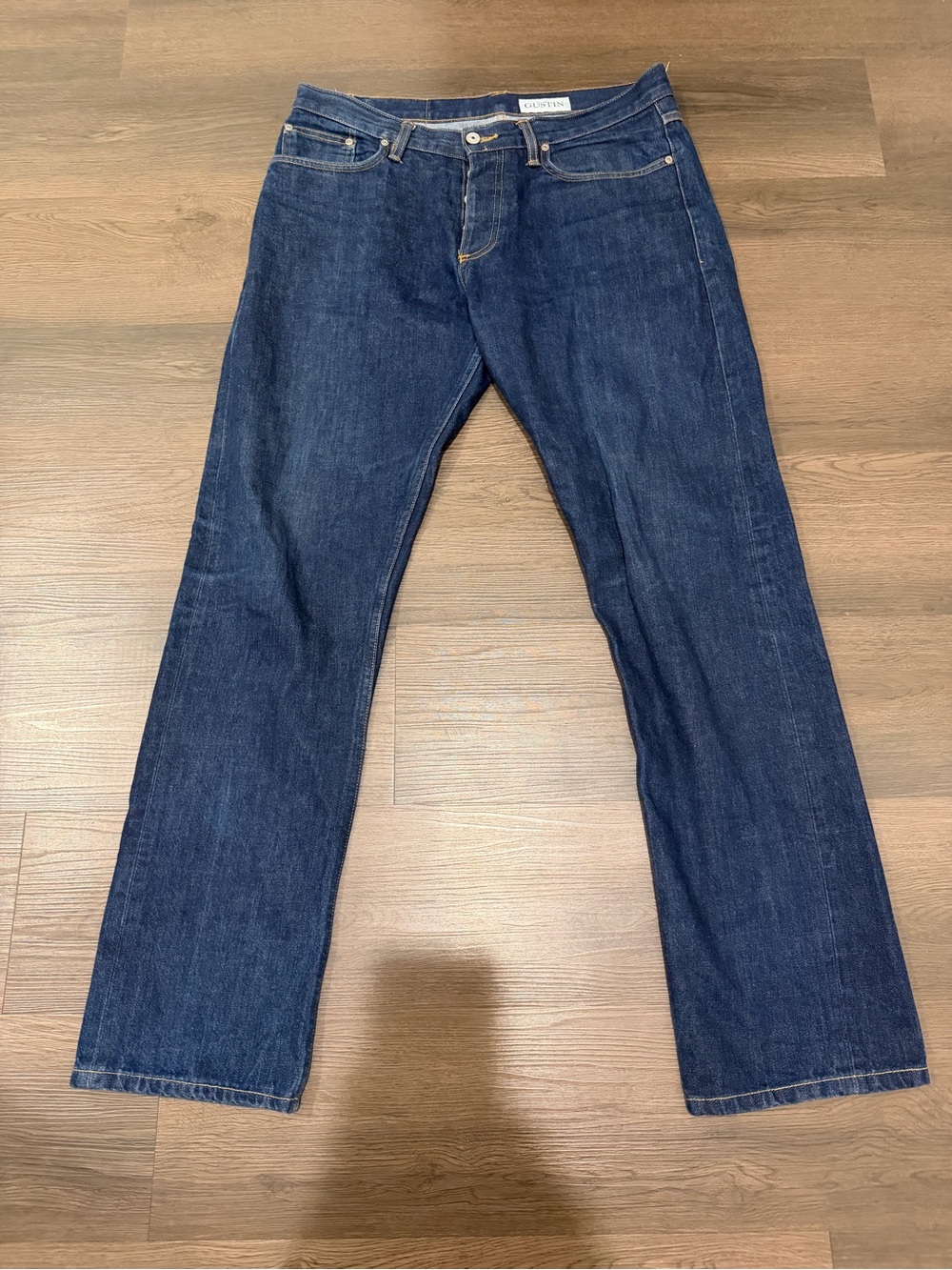 Gustin Raw Selvedge Men’s Dark Blue Straight Jeans 35x32
